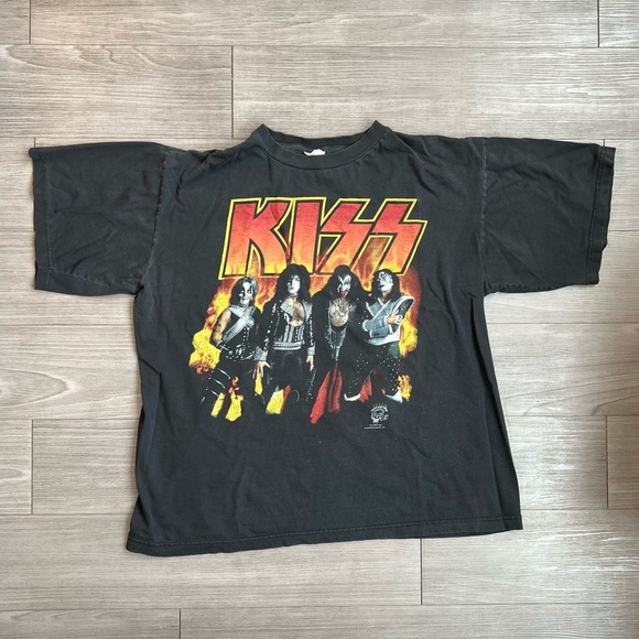 Tour Champ Other - Vintage 1996/97 Kiss Alive World Tour T-shirt Double Sided Graphic Size XL